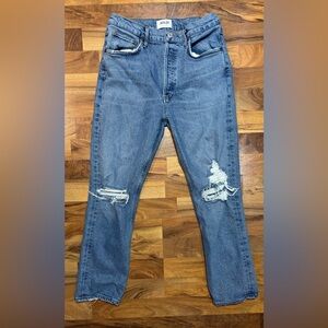 AGOLDE Riley High Rise Straight Jeans Womens 28 Distressed Organic Cotton